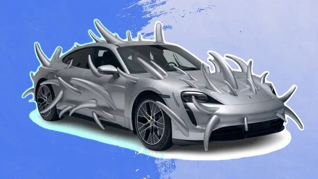 Porsche Taycan, Devasa Boynuzlarla Kaplandı