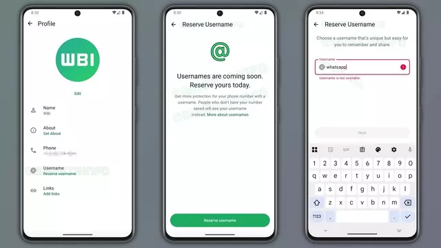 WhatsApp'ın "kullanıcı adı" özelliğinden yeni ekran görüntüleri: Önceden rezerve edebileceksiniz