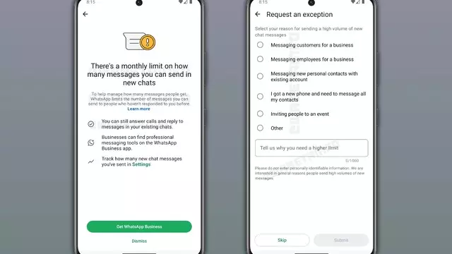 WhatsApp’ın Bildiri Limiti Özelliğinden İlk Ekran Görüntüleri Paylaşıldı 1 WhatsApp’ın Mesaj Limiti Özelliğinden İlk Ekran Görüntüleri Paylaşıldı