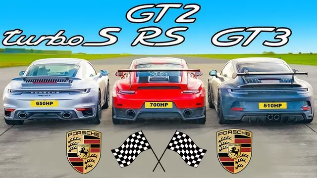 Üç Porsche 911 Modeli Drag Pistinde Rekabet Ediyor