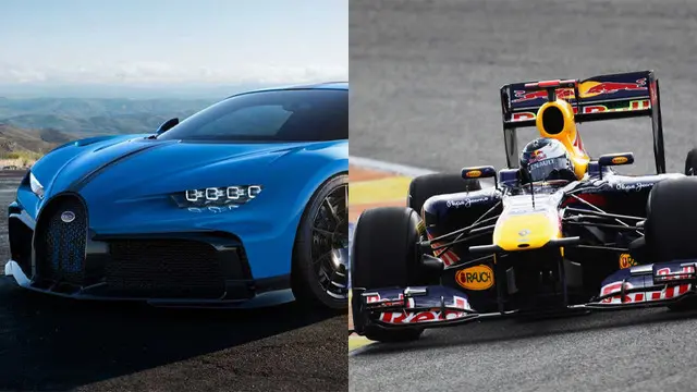 Bugatti Chiron ile F1 Arabası Karşı Karşıya
