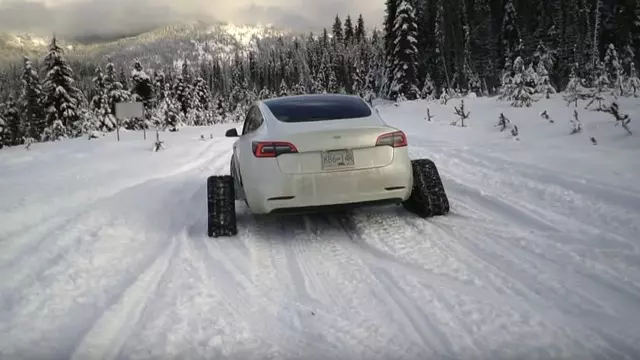 Bir YouTuber, Tesla Model 3'üne Kar Paleti Taktı (Video)