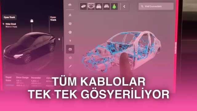 Tesla'nın otomobildeki her bir kablo yolunu ve soketi tek tek gösteren servis modu [Video} 1 Tesla'nın otomobildeki her bir kablo yolunu ve soketi tek tek gösteren servis modu [Video}
