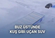 -30 derece havada buz rampasında 20 metre uçan SUV dünya rekoru kırdı
